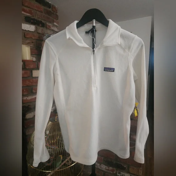 Patagonia White Quarter-Zip Fleece Pullover - Picture 1 of 8